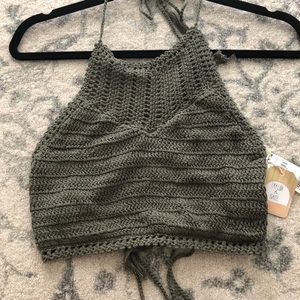 NWT crochet crop halter top